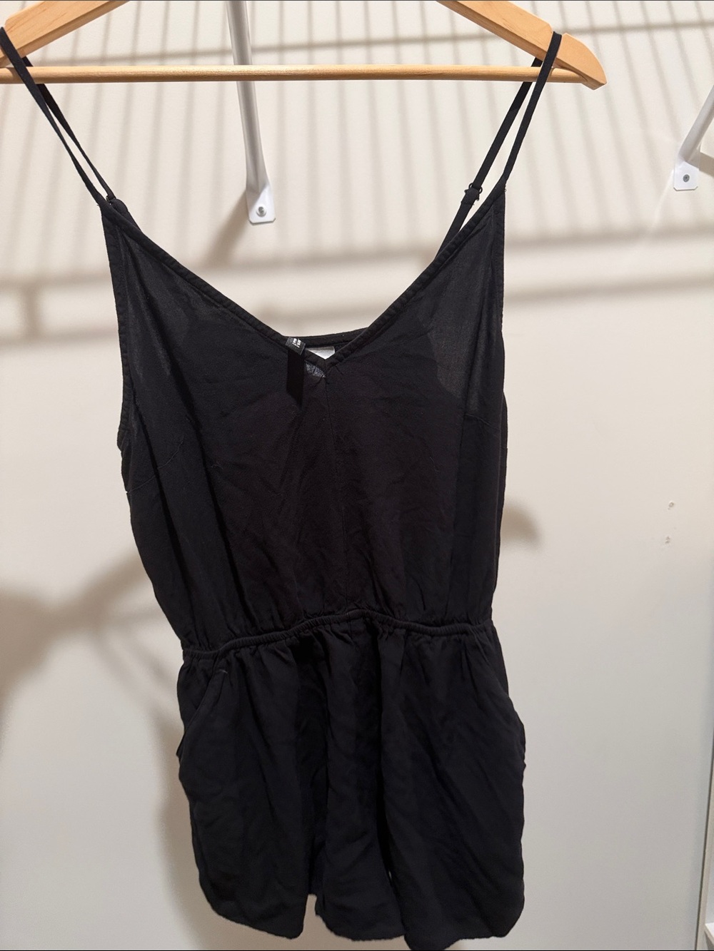 H&M Black Sleeveless Romper with Spaghetti Straps